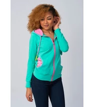 Cipzáros kardigán kapucnival, mentol