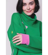 Zöld lezser pulóver garbó nyakkal
