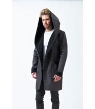 FODOR férfi kabát, melange szürke, fekete