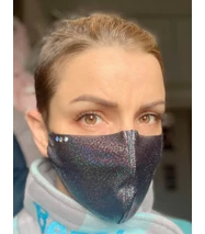 csillogó, glitteres szájmaszk, fekete