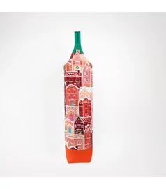 Textil italtáska - mézeskalácsváros, zöld füllel