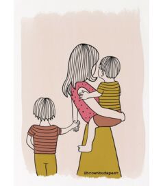 Illusztráció - Anyuka két kisfiúval