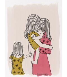 Illusztráció - Anyuka két kislánnyal