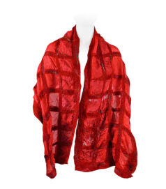 Nemezelt selyemsál merinói gyapjúból - piros
