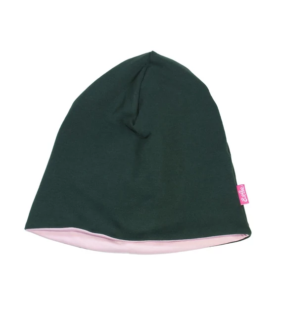 Pamut beanie-sapka, zöld-rózsaszín