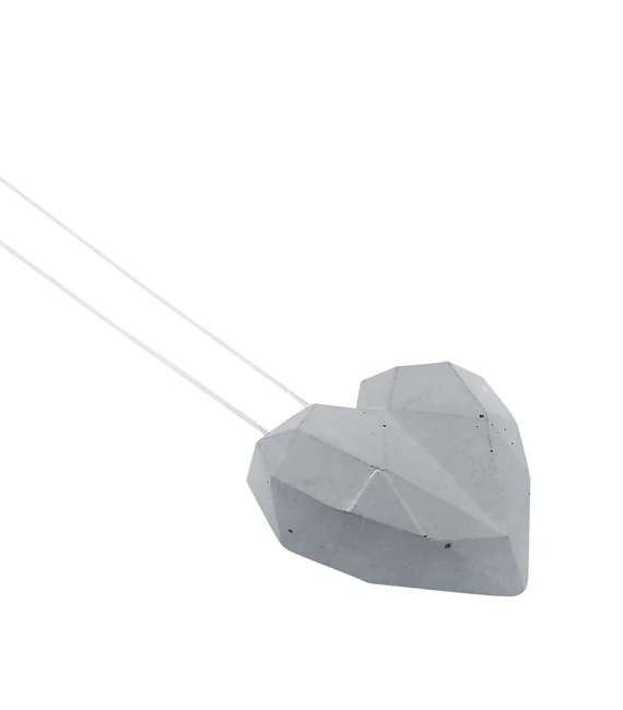 Geometrikus szív nyaklánc, szürke