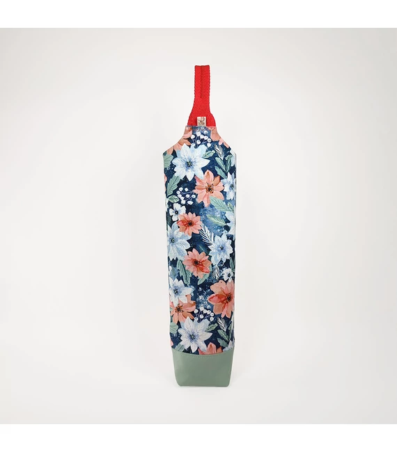 Textil italtáska - mikulásvirág, sötétkék-menta