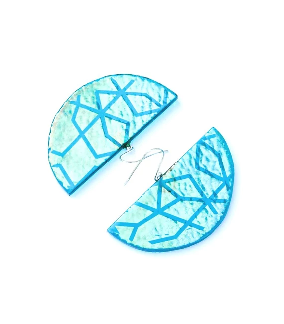 MASHRABIYA FÜGGŐ FÜLBEVALÓ - KÉKESZÖLD, GEOMETRIKUS MINTÁVAL