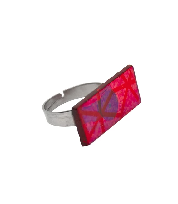 MASHRABIYA GYŰRŰ - PIROS-PINK, GEOMETRIKUS MINTÁVAL