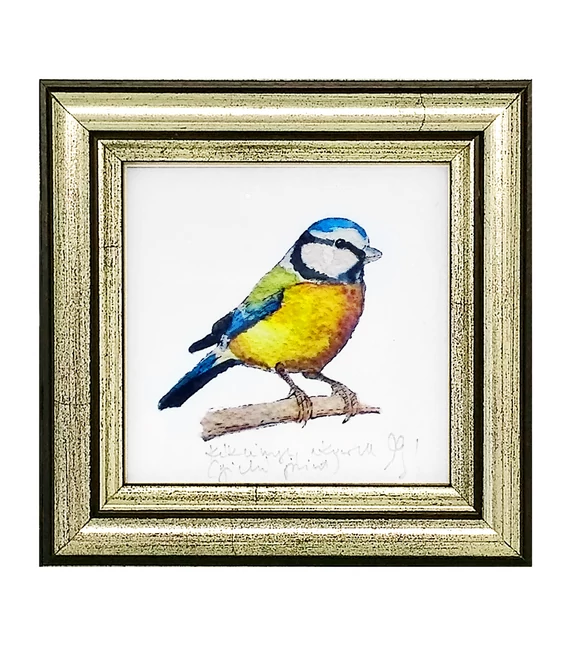 Kékcinege - keretezett giclée művészi mininyomat