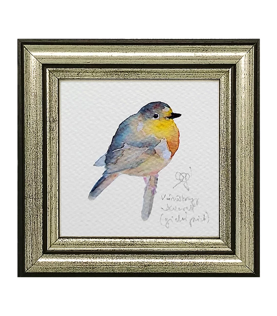 Vörösbegy - keretezett giclée művészi mininyomat