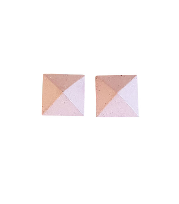Piramis fülbevaló, rózsaszín négyzet